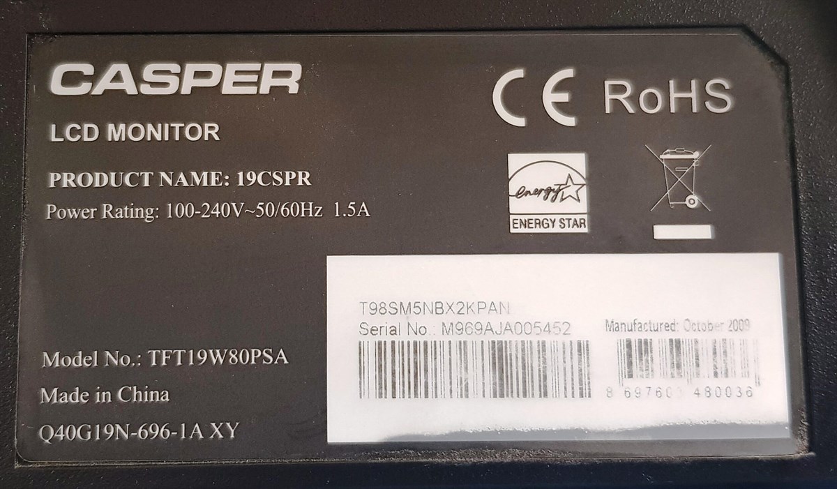 CASPER 19CSPR TFT19W80PSA 19 inç LCD MONİTÖRÜN VGA EKRAN ANAKARTI MAİN  BOARD 715G2904-1