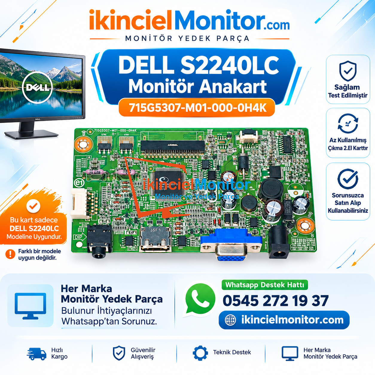 715G5307-M01-000-0H4K Dell S2240Lc Led Monitör Anakart