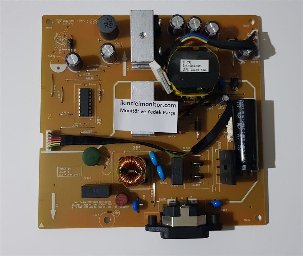 DELLDell U2417Ht Monitör Besleme Güç KartıMonitör Yedek ParçaDell U2417Ht Monitör Power Besleme Güç Kartı L5234-1