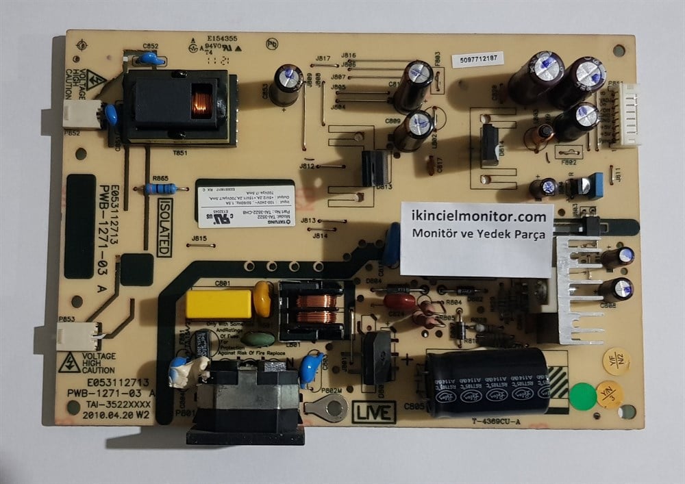 HPHP V185ES 18.5 inç LCD MONİTÖRÜN POWER BESLEME GÜÇ KARTIPower Besleme KartıHP V185ES 18.5 inç LCD MONİTÖRÜN POWER BESLEME GÜÇ KARTI