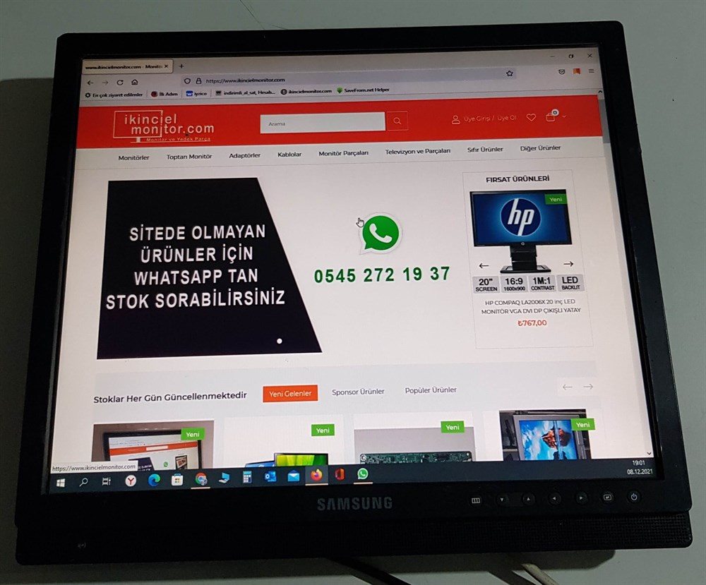 SAMSUNG SMT-1922 19 inç LCD KARE CCTV TEMİZ VGA BNC VE RCA GİRİŞLİ GÜVENLİK MONİTÖRÜ