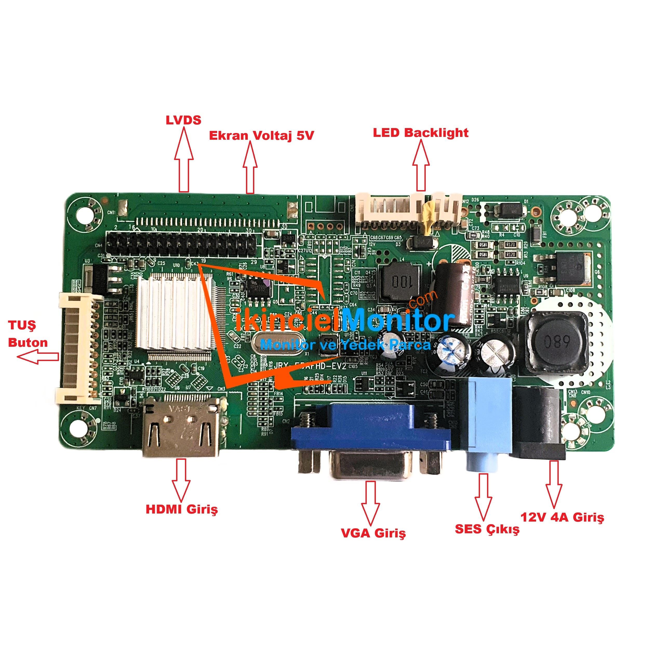 Universal LCD Ekran Monitör Kontrol Kartı Anakart VGA HDMI 30 Pin 1920x1080