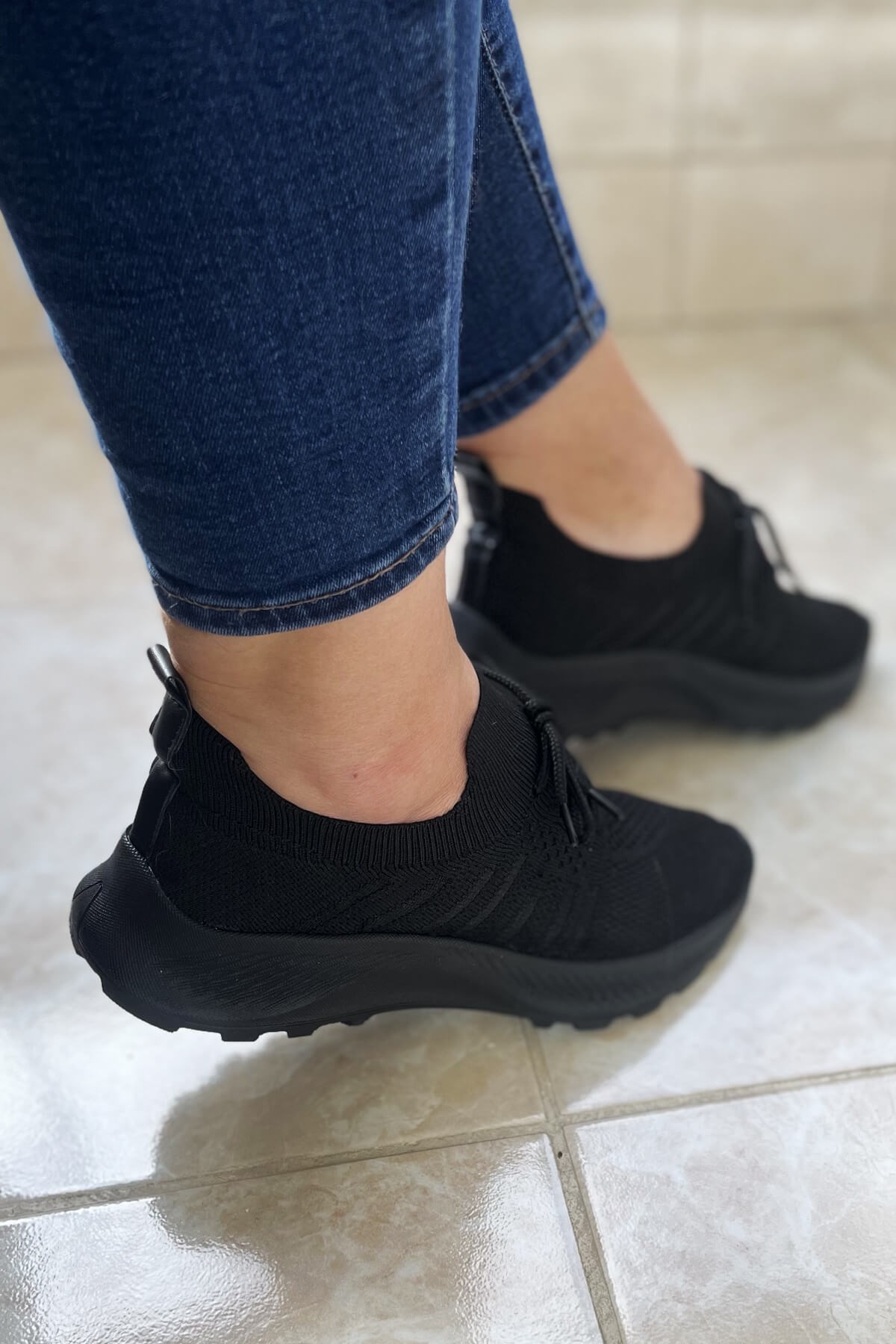Kadın Siyah Streç Triko Yazlık Spor Ayakkabı