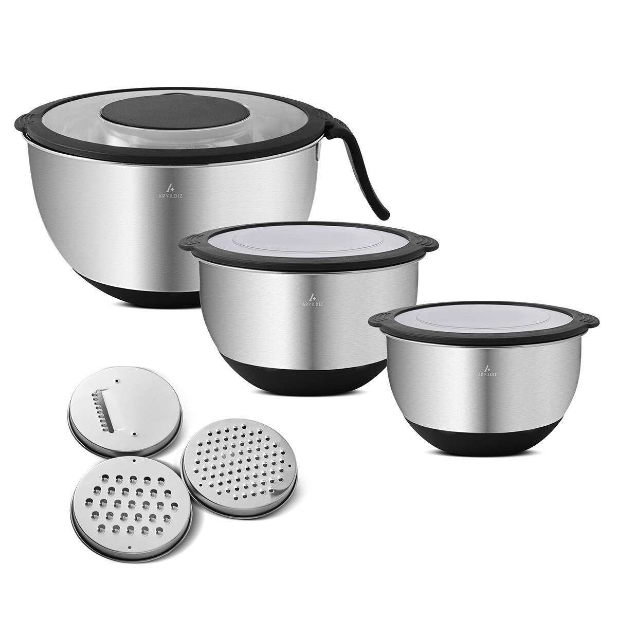 Aryıldız Black Steel Rendeli Karıştırma Set 9 Parça