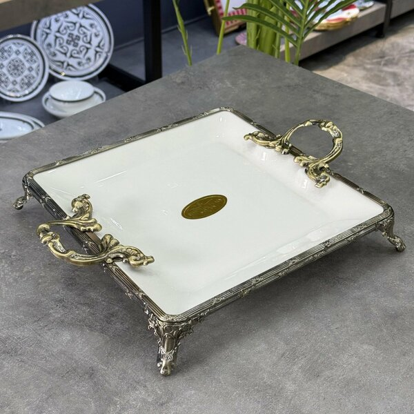 Roy King Classy Kare Sunum Tabak Antik 28x34