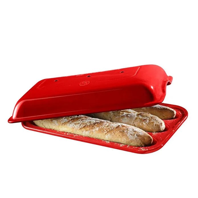 Emile Henry 3'lü Baget Ekmek/Fırın Kabı Dikdörtgen 39 x 23 cm Kırmızı