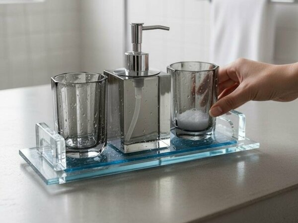 Roy King Kristal Black 4 Parça Banyo Seti