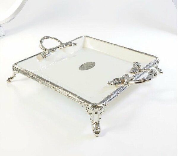 Roy King Classy Kare Sunum Tabak Gümüş 24x30