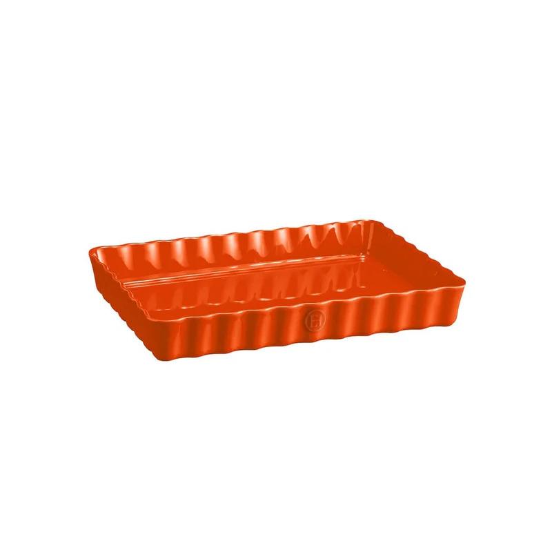 Emile Henry Tart-Börek Fırın Kabı Dikdörtgen 33 x 24 cm Turuncu/Toscane