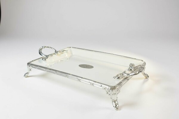 Roy King Classy Dikdörtgen Sunum Gümüş Tabak 24x44