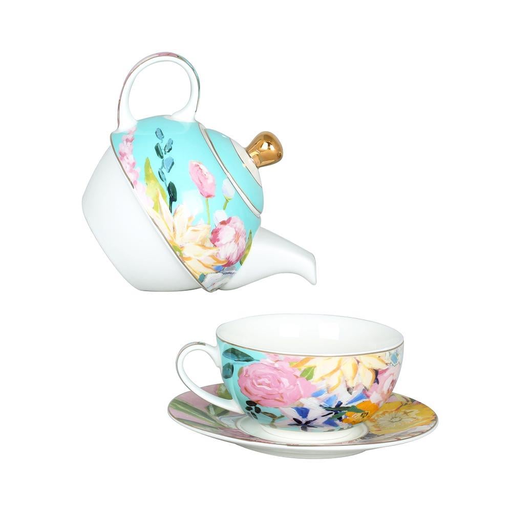 Peony Bone Demlik Fincan Seti