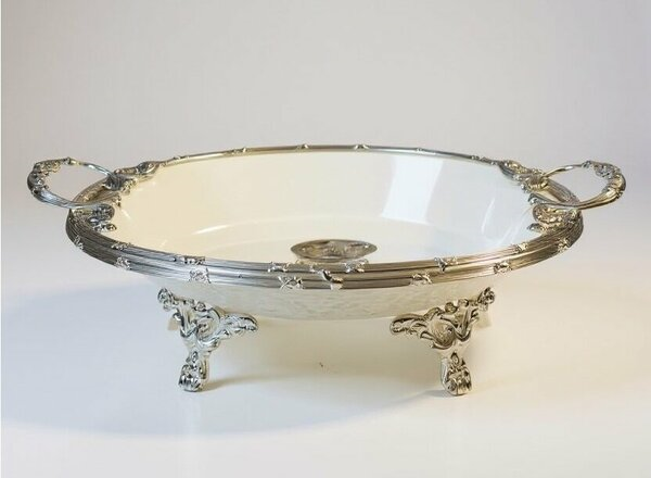 Roy King Classy Oval Derin Sunum Tabak Gümüş 21x38x10