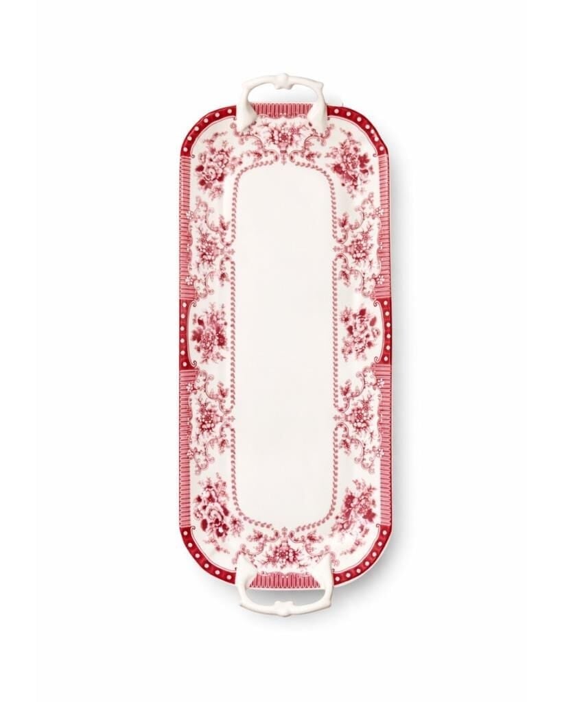 Evaliza Voila Kulplu Sunum Tabak Kırmızı 44 cm