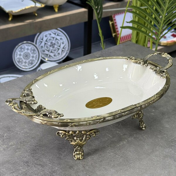 Roy King Classy Oval Derin Sunum Tabak Antik 21x38x10