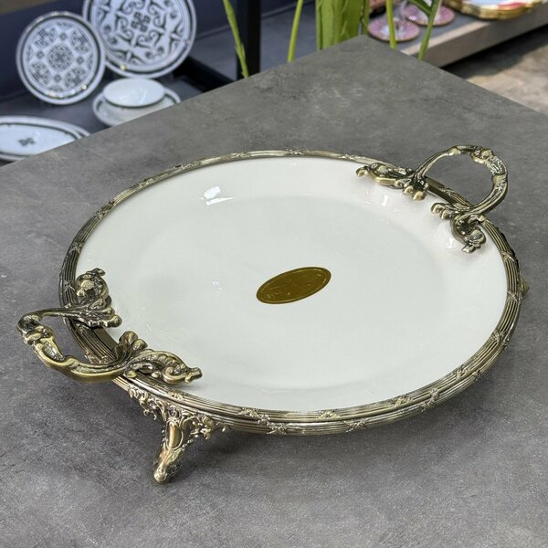 Roy King Classy Yuvarlak Sunum Tabak Antik 32x38