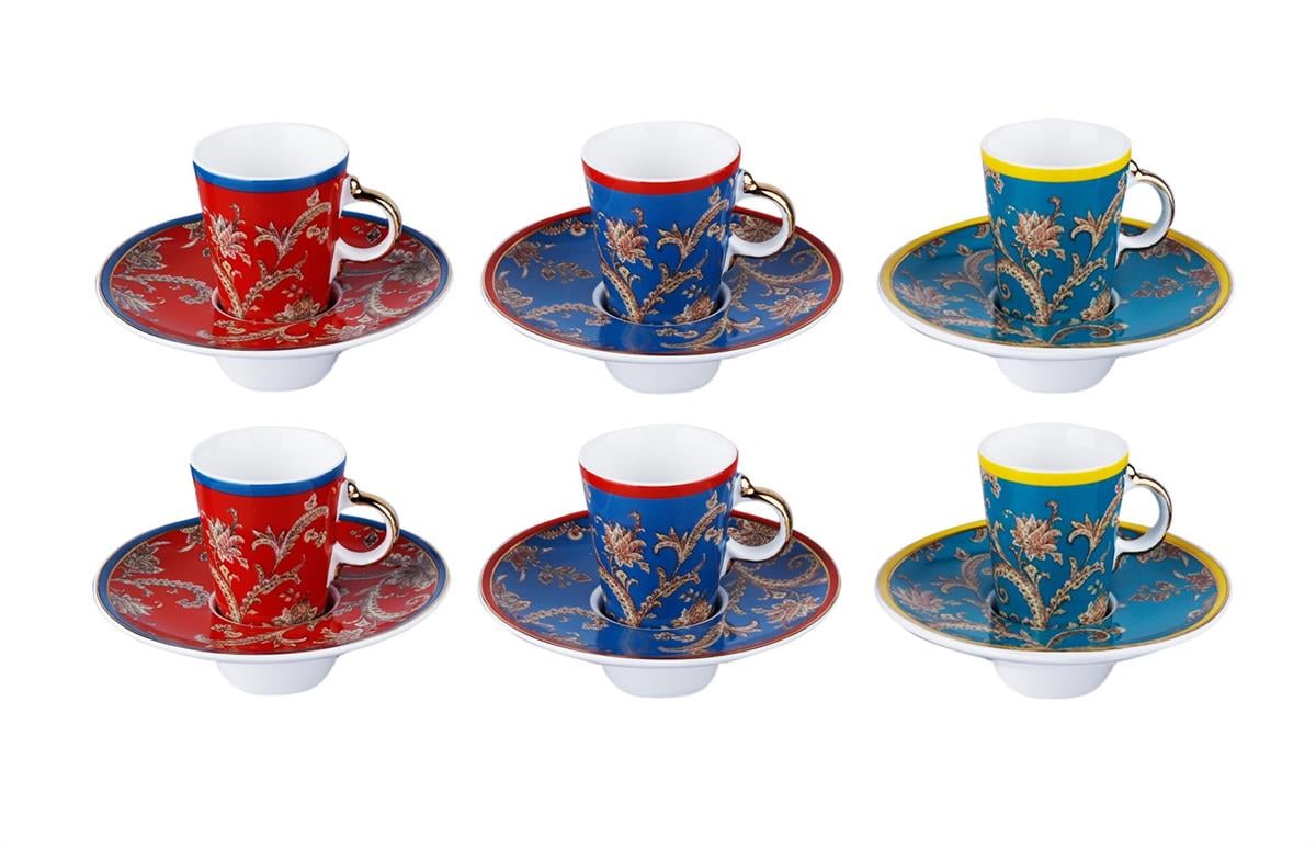 Luckyart Frances Bone 6'lı Kahve Fincan Seti Tepsili