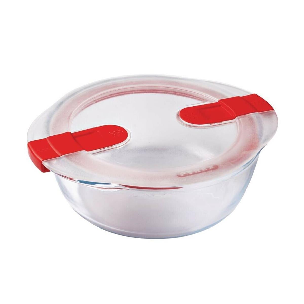 Pyrex Yuvarlak Kapaklı Saklama Kabı Mikrodalga İçin 1,1L