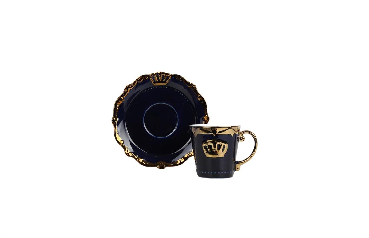 Royal Crown 6'lı Bone Kahve Fincan Seti Kobalt