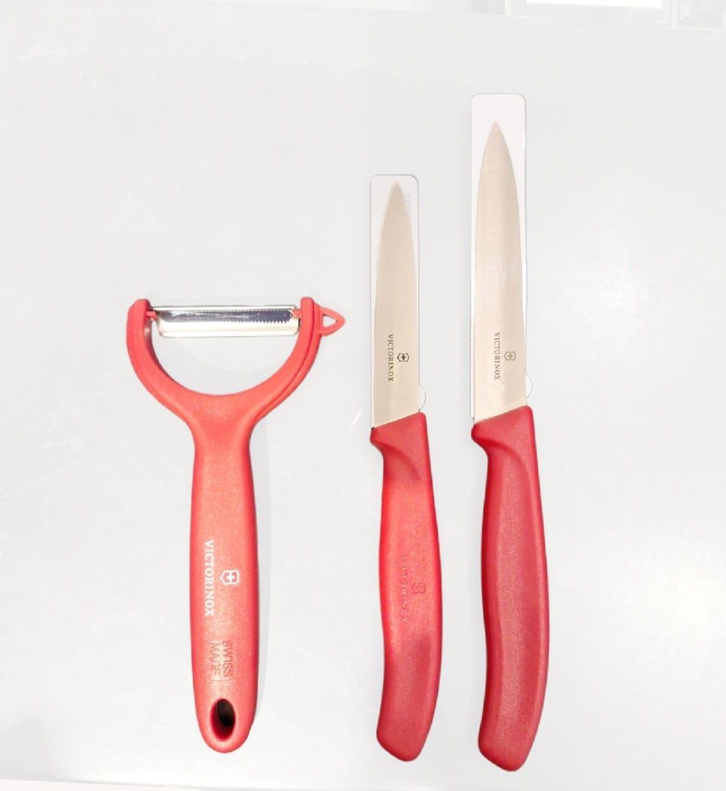 Victorinox Soyma Bıçağı ve Soyacak Seti 3'lü Kırmızı
