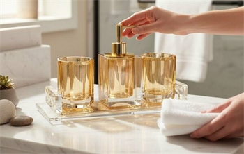 kristal 4 prç.banyo seti gold