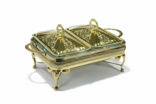 Roy King qa 109 Dikdörtgen 2'li Ayaklı Fırın Kabı Gold 38xcmx26cmx18cm