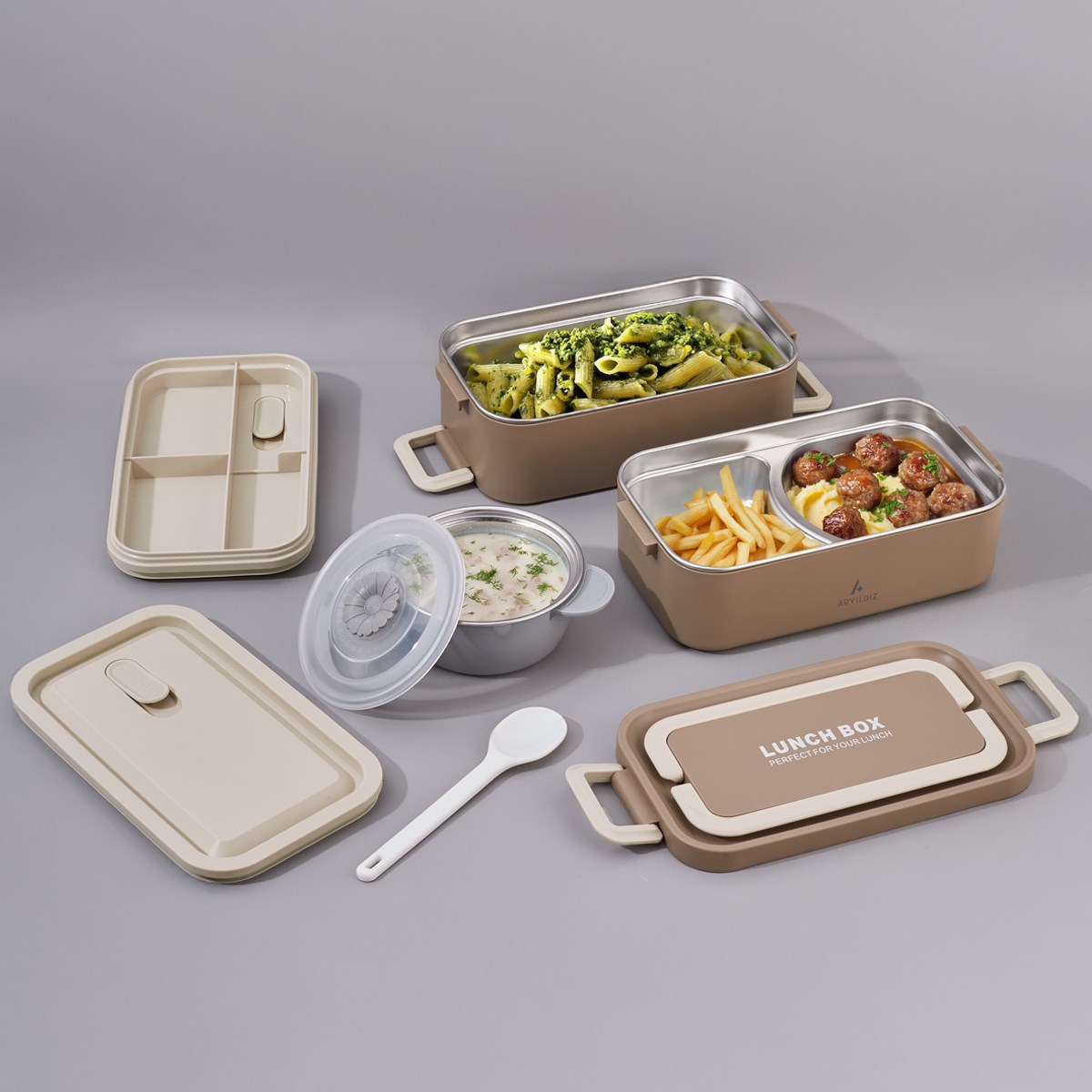 Aryıldız Bento Lunch Box Haki 2000 ml + Sosluk