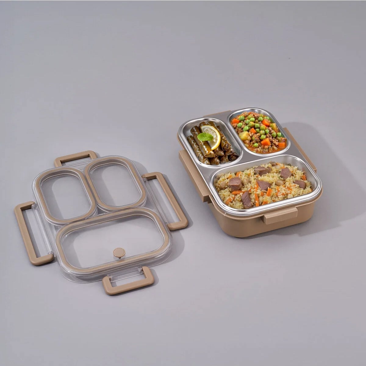 Aryıldız Bento Lunch Box Beige 3 Bölmeli