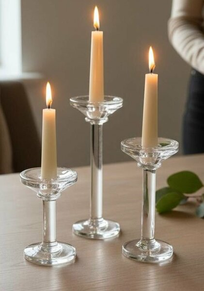 Roy King Kristal Tekli Şamdan 20 cm