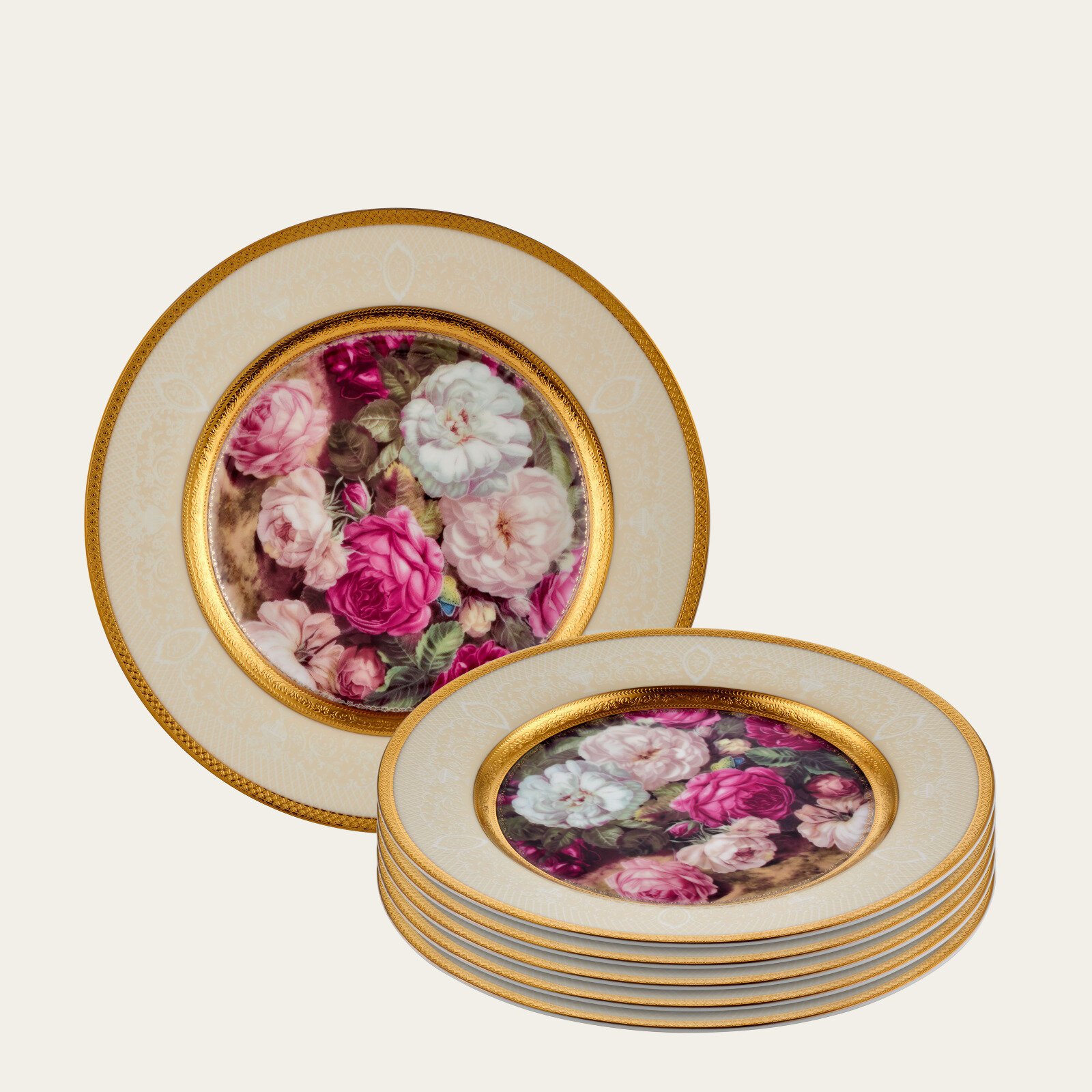 Roy King Rosa Bianca 6'lı Pasta Tabak Küçük 21cm