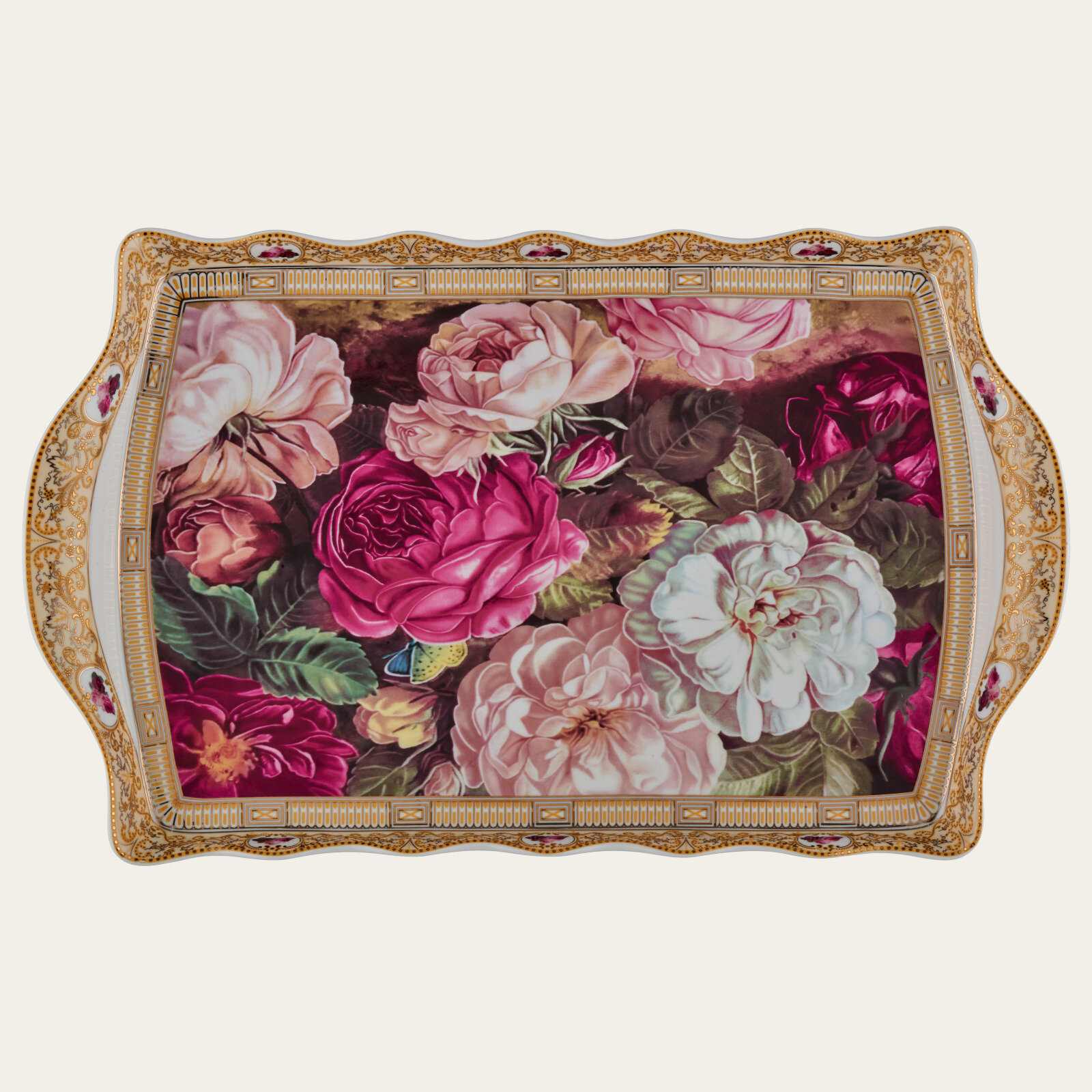 Roy King Rosa Bianca Porselen Tepsi