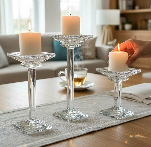 Roy King Kristal Tekli Şamdan 15 cm