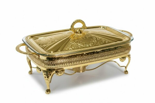Roy King qa 114 Dikdörtgen Ayaklı Fırın Kabı Gold 39x20x18