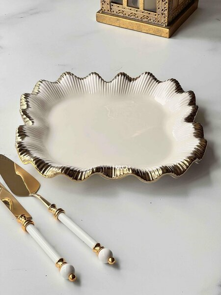 Roy King Sofia Gold Kare Sunum Tabak 31cmx31cm