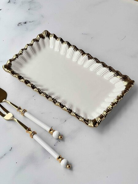 Roy King Sofia Gold Dikdörtgen Sunum Tabak 36cmx20cm