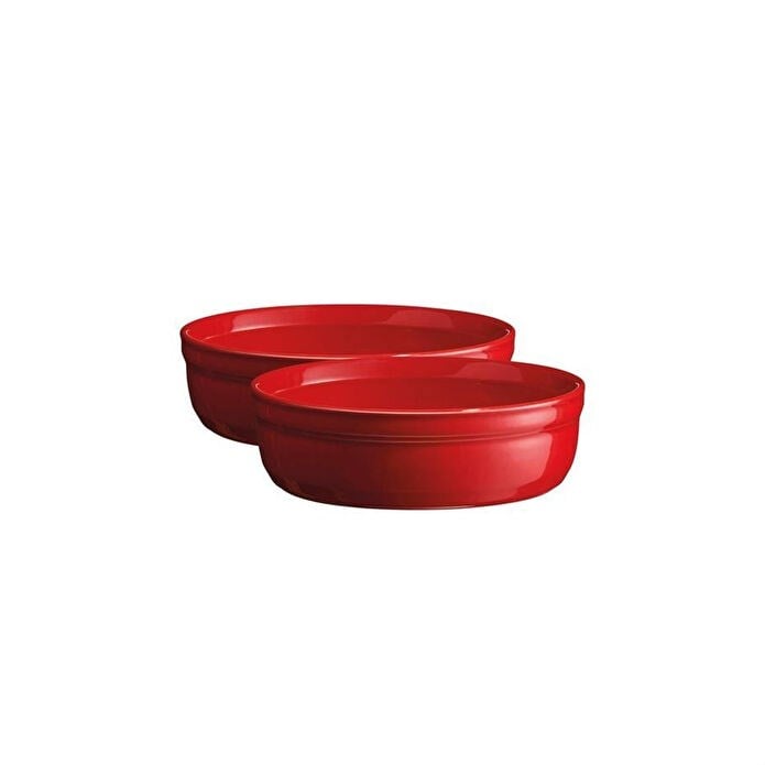 Emile Henry Fırın Kabı Yuvarlak Creme Brulee 2'li Set Kırmızı/Burgundy