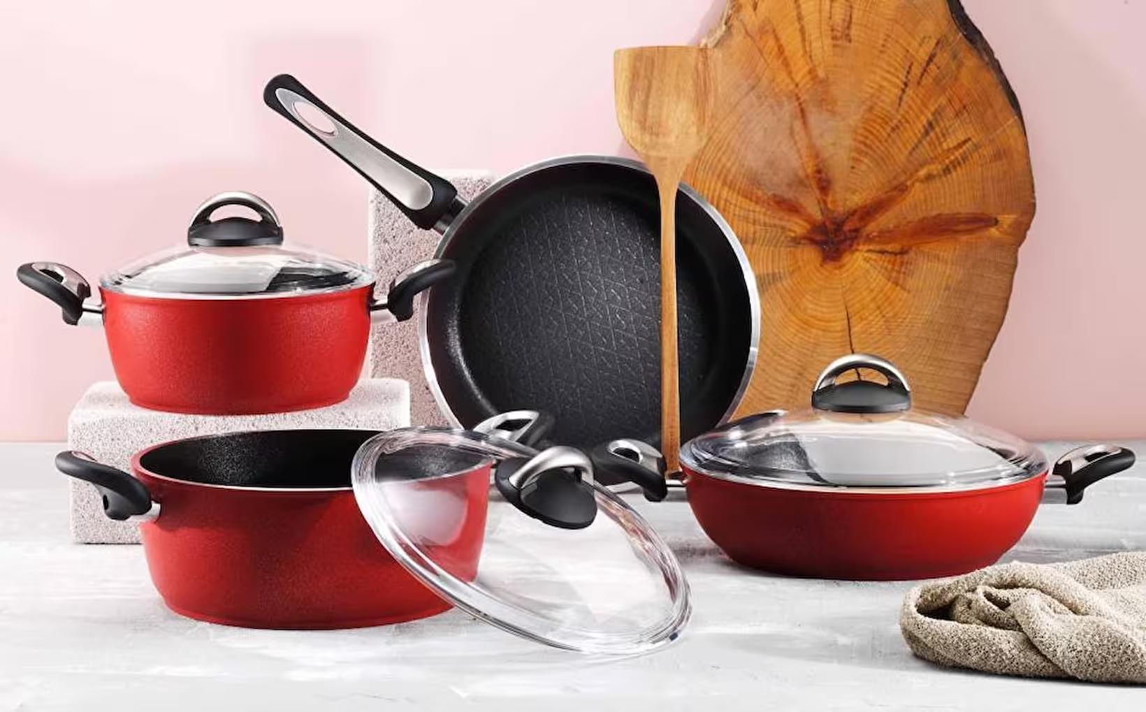 Paris 7 Parça Tencere Set Kırmızı