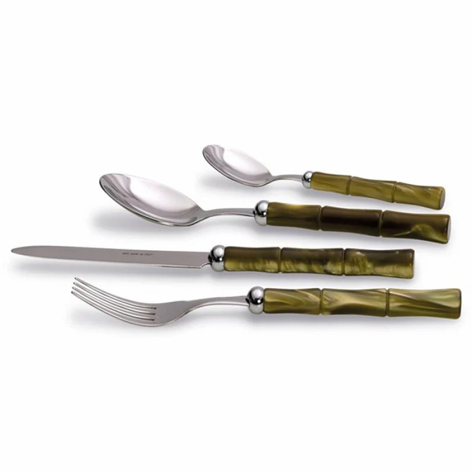 Rivadossi Bamboo Zeytin Yeşili 75 Parça Çatal Bıçak Seti