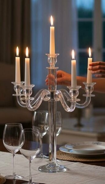 Roy King Kristal 5'li Şamdan 66 cm