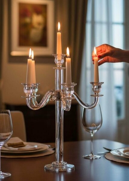 Roy King Kristal 7'li Şamdan 48 cm