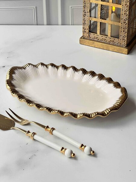 Roy King Sofia Gold Oval Sunum Tabak 38cmx24cm