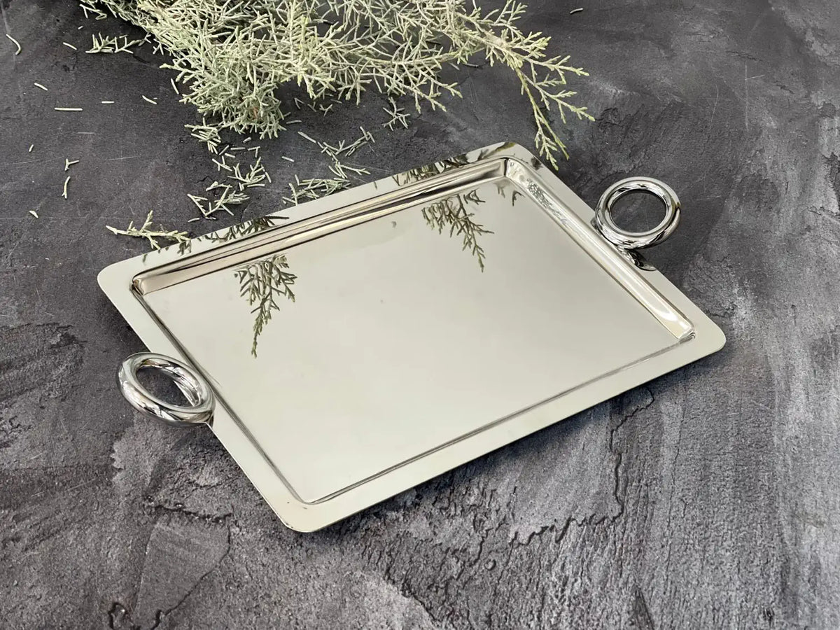 Rivadossi Sandro Dikdörtgen Krom Kulplu İkramlık Tepsi