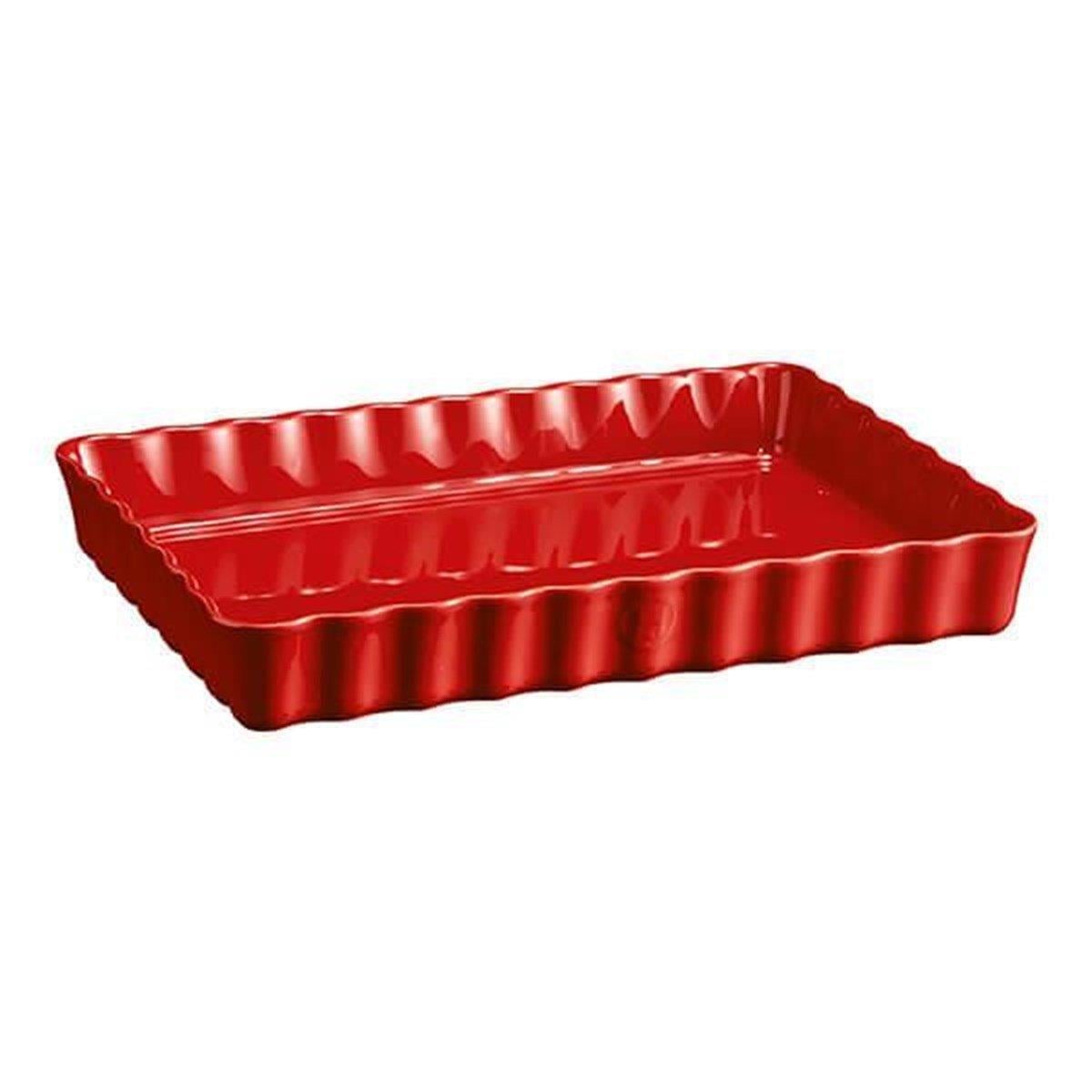Emile Henry Tart-Börek-Fırın Kabı Dikdörtgen 33 x 24 cm Kırmızı/Burgundy