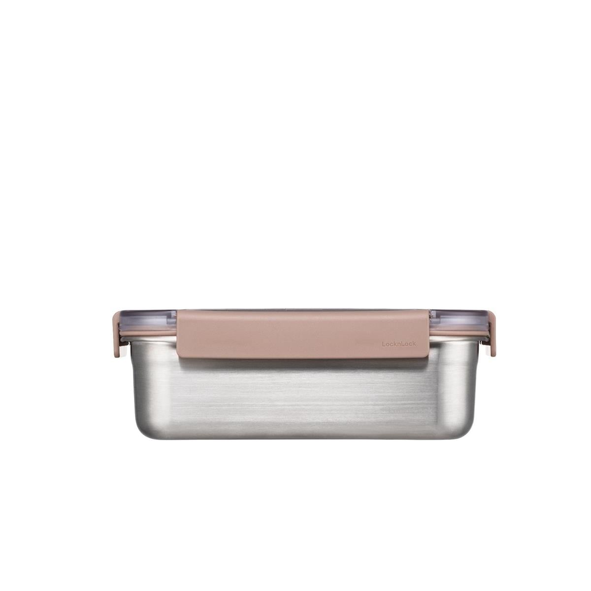 LocknLock Paslanmaz Çelik Fırın & Saklama Kabı Dörtgen Kilitli 1 Lt - Kahverengi