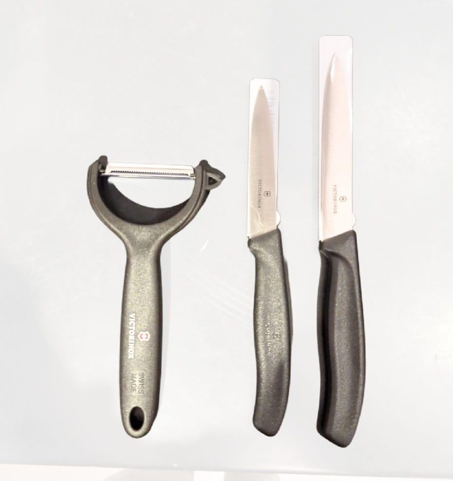 Victorinox Soyma Bıçağı ve Soyacak Seti 3'lü Siyah