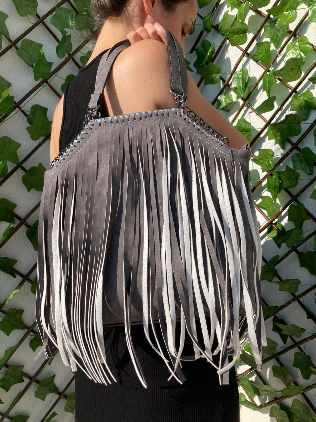 ÇANTA PÜSKÜL TASSEL GRİ