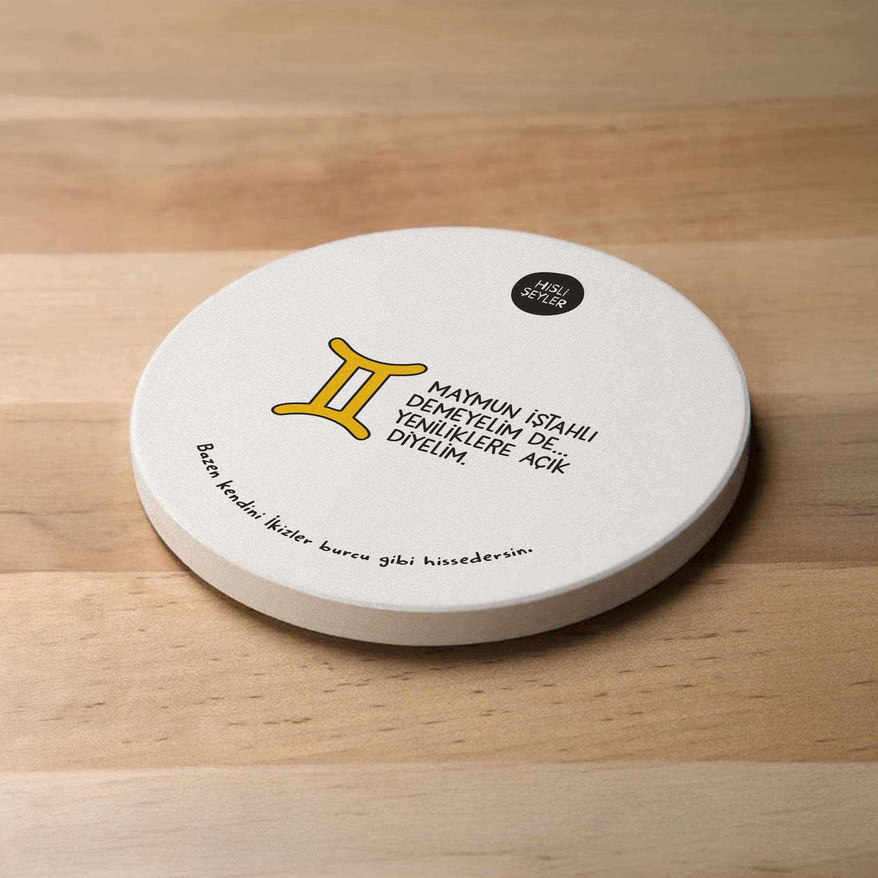 Hisli Şeyler İkizler Burcu Taş Bardak Altlığı