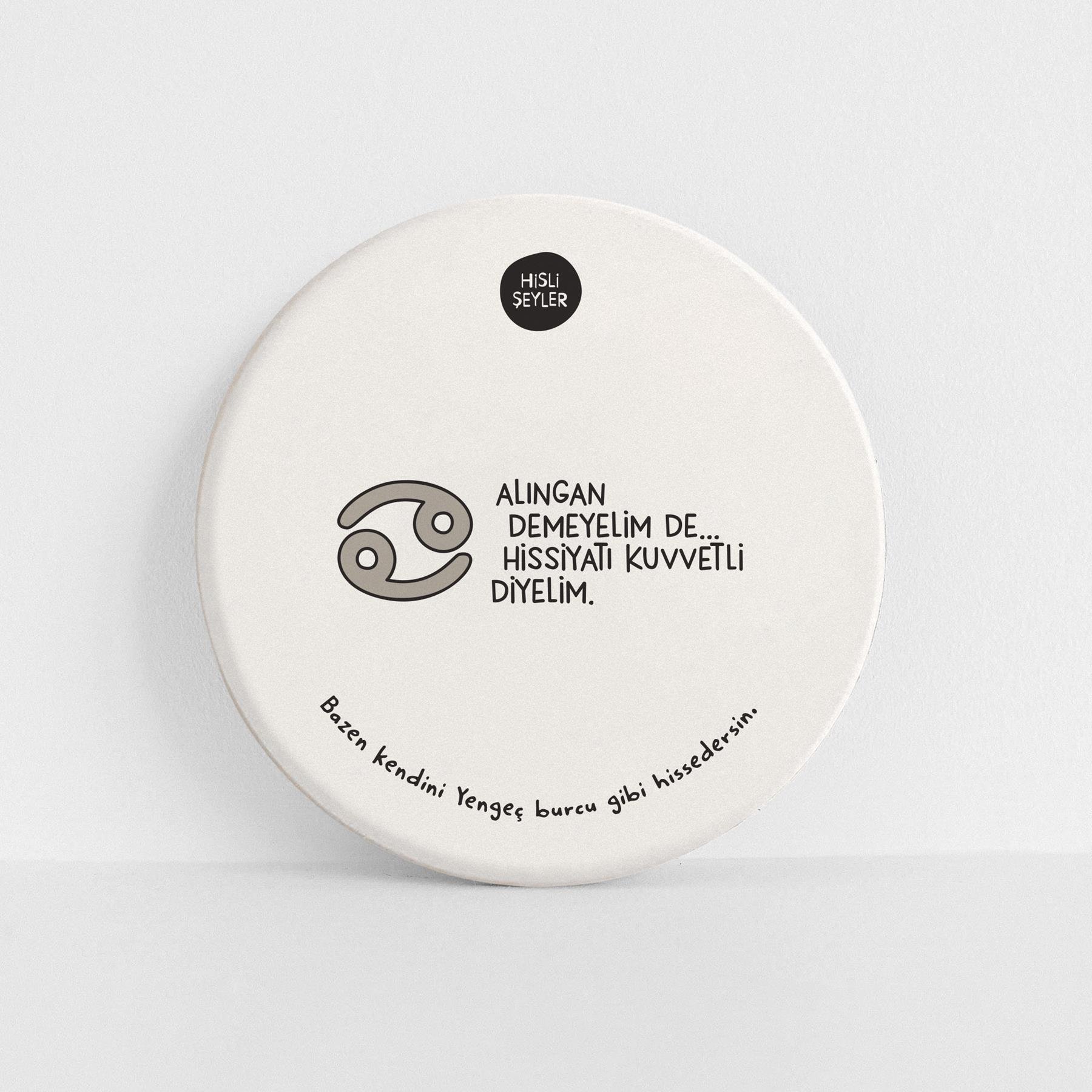 Hisli Şeyler Yengeç Burcu Taş Bardak Altlığı