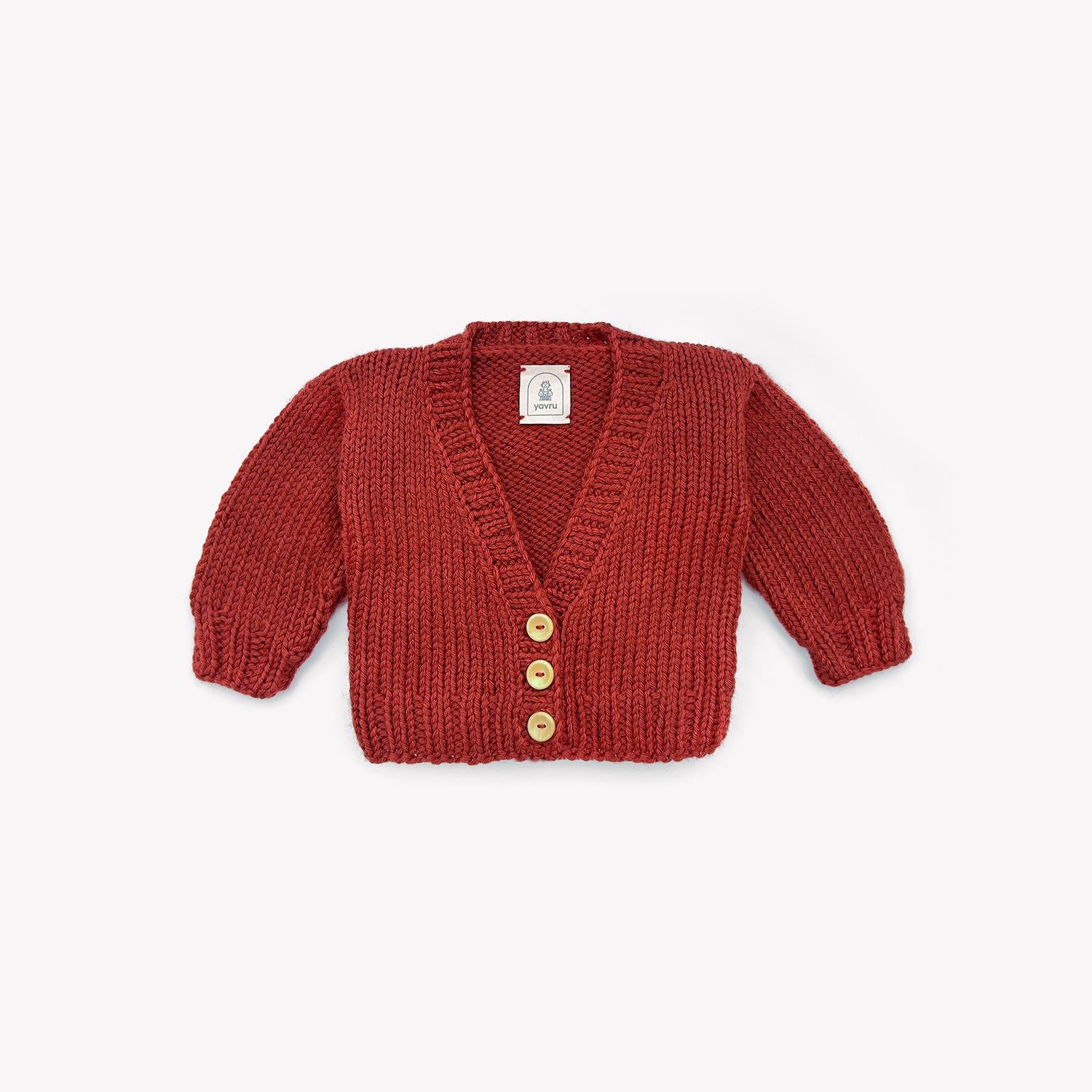 Yavru | El Örgüsü Bebek Hırkası Kiremit