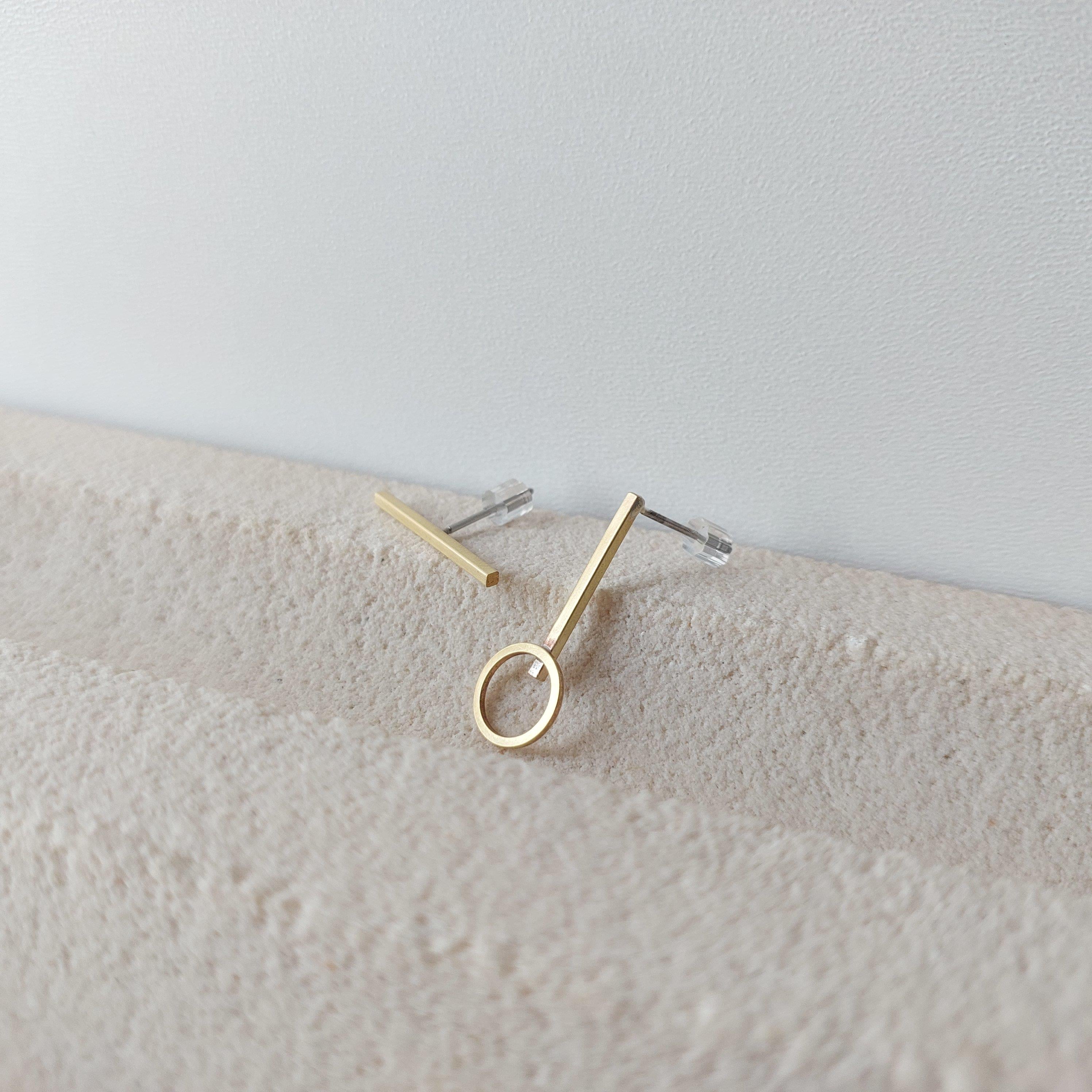 POJWoman | Bronz Asimetrik Küpe - Yatay