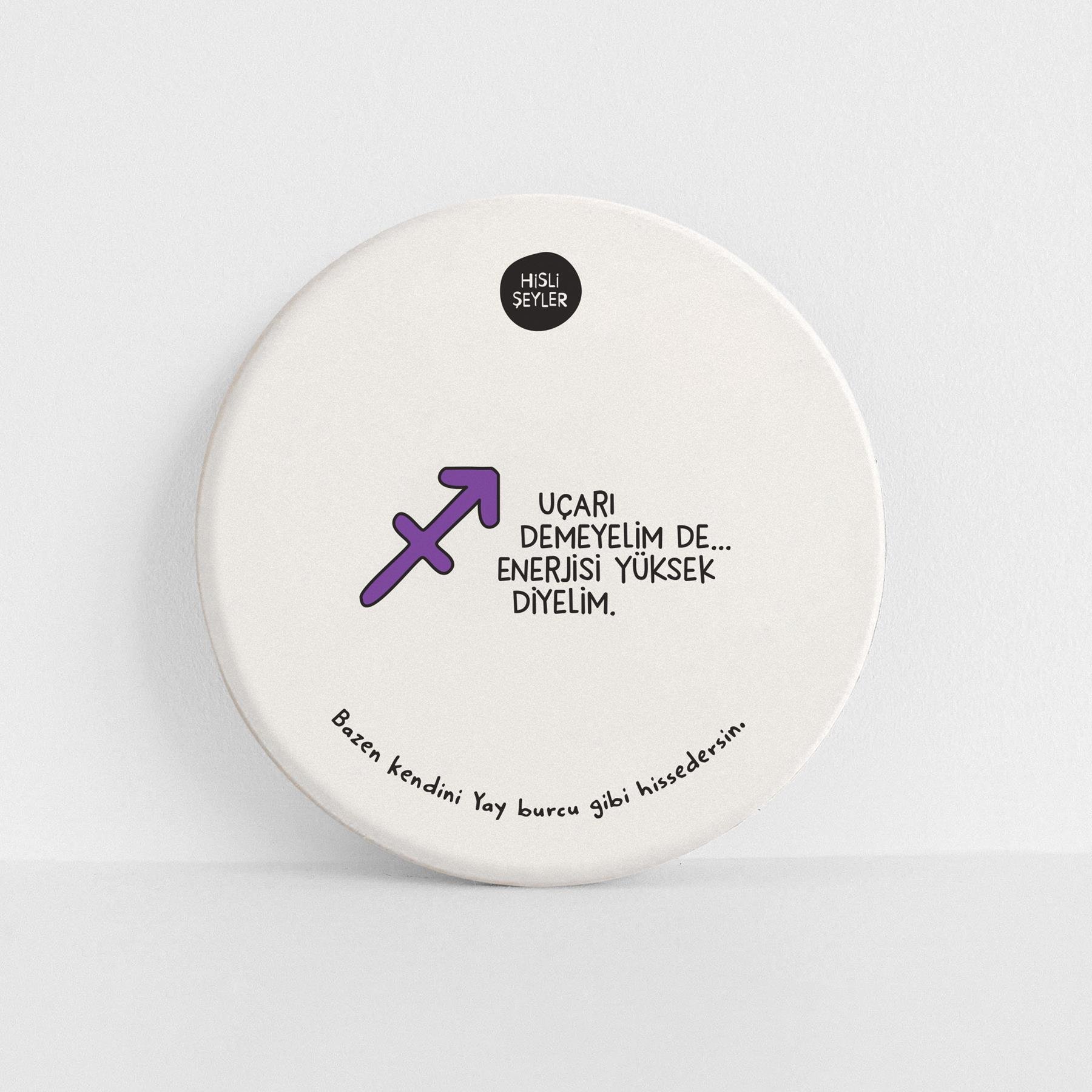 Hisli Şeyler Yay Burcu Taş Bardak Altlığı